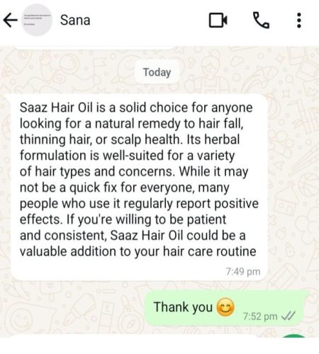 Saaz Hair Oil _ feedback